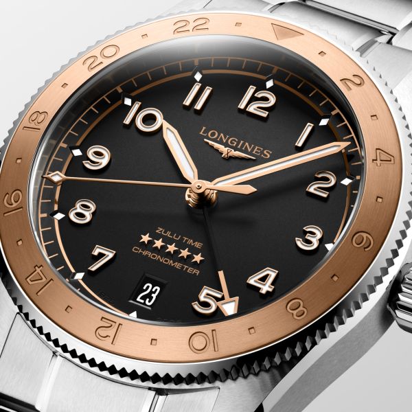 Montre Longines Spirit Zulu Time 1925 Acier Inoxydable Or Rose
