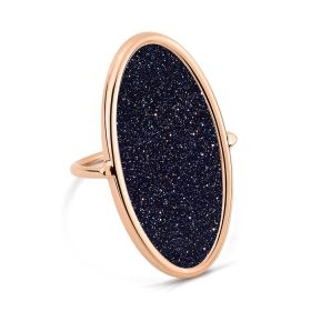Bague Ginette NY Ellipse Blue Sandstone Ring Or Rose