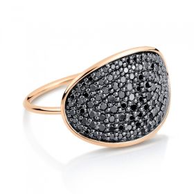 Bague Ginette NY Large Sequin Black Diamond Ring Or Rose