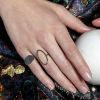 Bague Ginette NY Large Sequin Black Diamond Ring Or Rose
