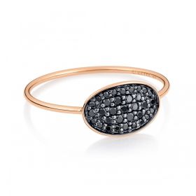 Bague Ginette NY Mini Sequin Black Diamond Ring Or Rose