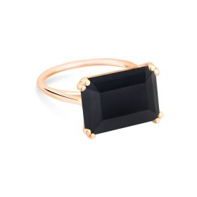 Bague Ginette NY Midnight Horizontal Onyx Ring Or Rose
