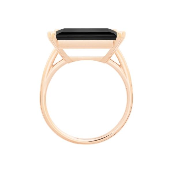 Bague Ginette NY Midnight Horizontal Onyx Ring Or Rose