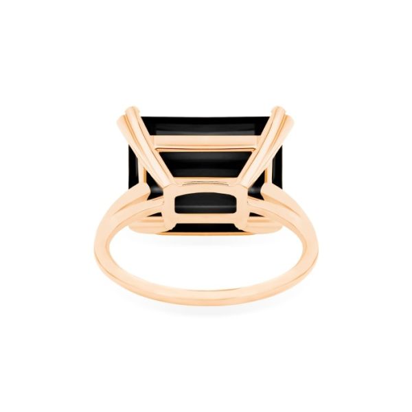 Bague Ginette NY Midnight Horizontal Onyx Ring Or Rose