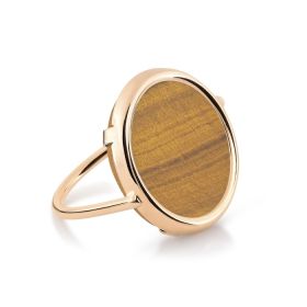 Bague Ginette NY Ever Tiger Eye Disc Ring Or Rose