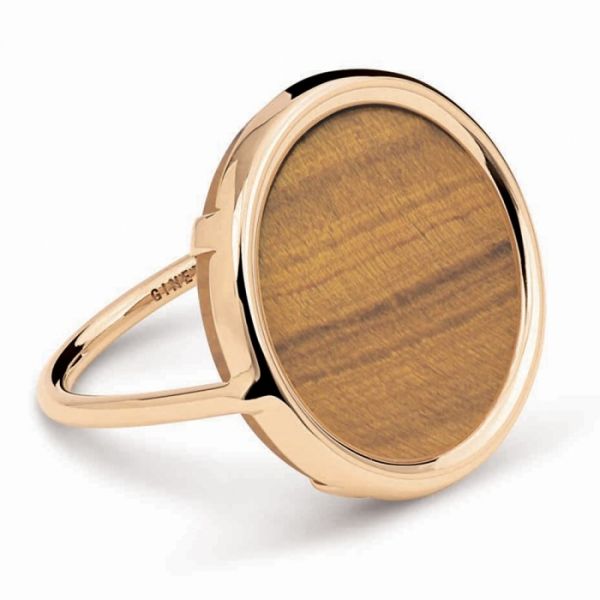 Bague Ginette NY Ever Tiger Eye Disc Ring Or Rose