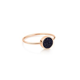 Bague Ginette NY Mini Ever Blue Sandstone Disc Ring Or Rose