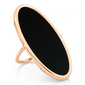 Bague Ginette NY Large Ellipse Onyx Ring Or Rose