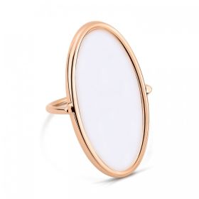 Bague Ginette NY Ellipse White Agate Ring Or Rose