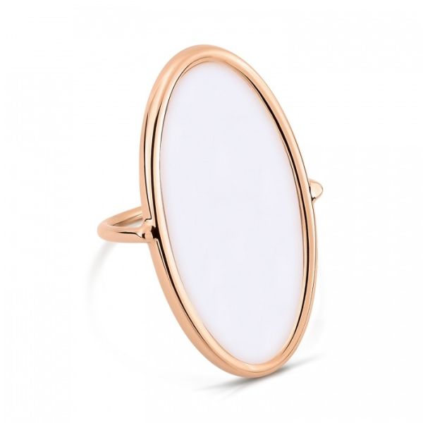 Bague Ginette NY Ellipse White Agate Ring Or Rose
