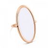Bague Ginette NY Ellipse White Agate Ring Or Rose