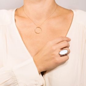 Bague Ginette NY Ellipse White Agate Ring Or Rose