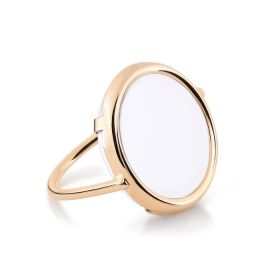 Bague Ginette NY Ever White Agate Disc Ring Or Rose