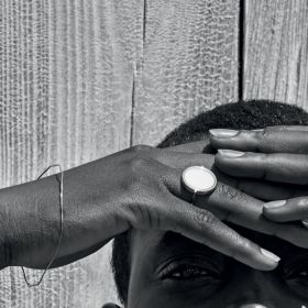 Bague Ginette NY Ever White Agate Disc Ring Or Rose