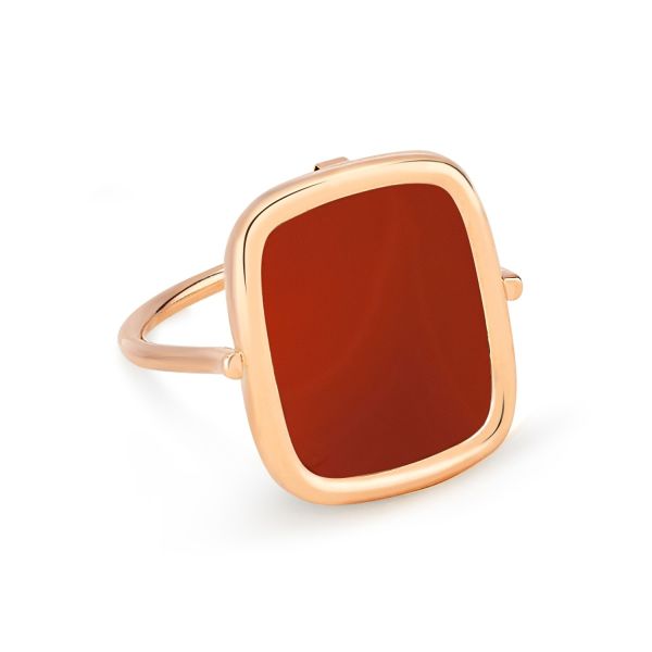 Bague Ginette NY Red Agate Antique Ring Or Rose