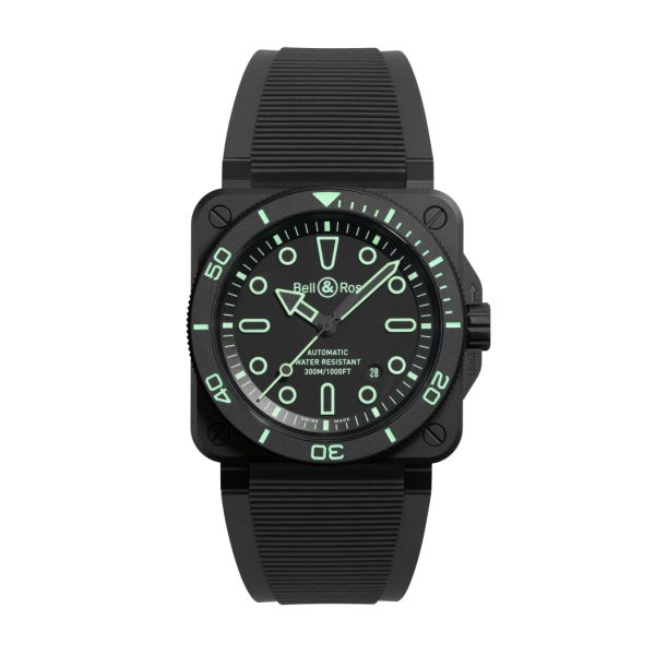 Montre Bell & Ross BR-03 Diver Lum Outline Bracelet Caoutchouc Noir