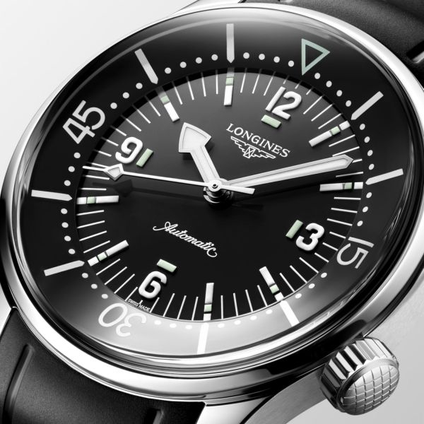 Montre Longines Legend Diver Cadran Noir Bracelet Caoutchouc 39mm