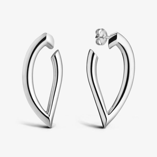 Boucles D'oreilles Arthus Bertrand Creoles Palma Argent Rhodié