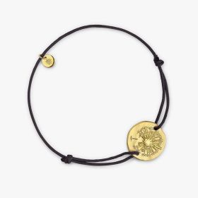 Bracelet Arthus Bertrand Pissenlit 16mm Lien Noir Vermeil