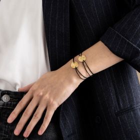 Bracelet Arthus Bertrand Pissenlit 16mm Lien Noir Vermeil