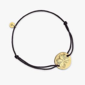 Bracelet Arthus Bertrand Trefle 16mm Lien Noir Vermeil