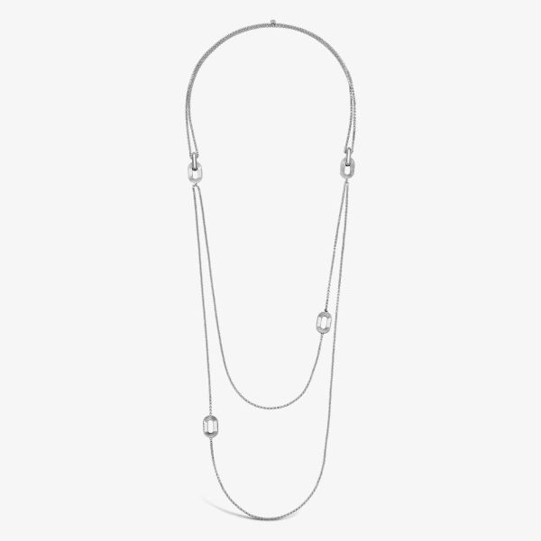 Sautoir Arthus Bertand 4 Bracelet Cordons Ruban 112 Cm Argent