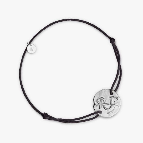 Bracelet Arthus Bertrand Ancre 16mm Lien Noir Argent