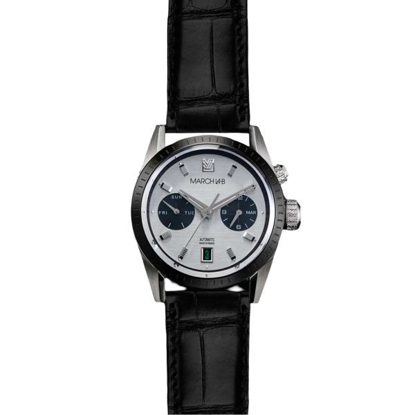 Montre March LA.B Agenda Automatique Cadran Double Alligator Noir