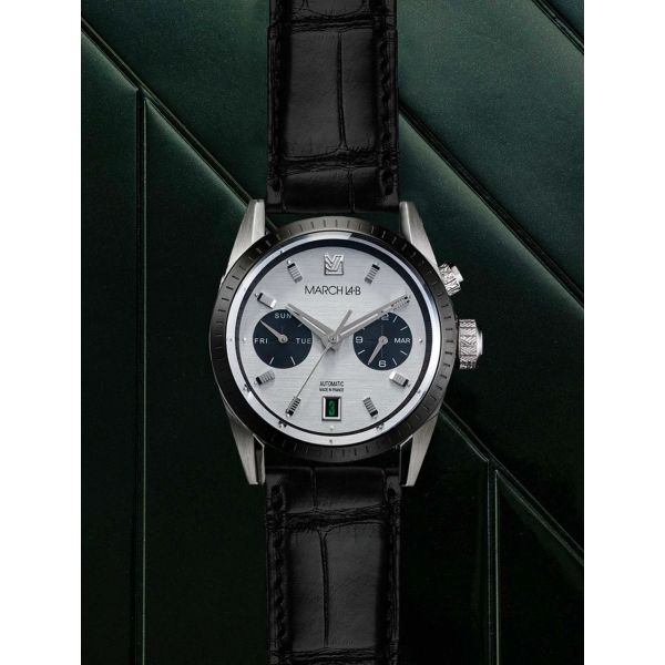 Montre March LA.B Agenda Automatique Cadran Double Alligator Noir