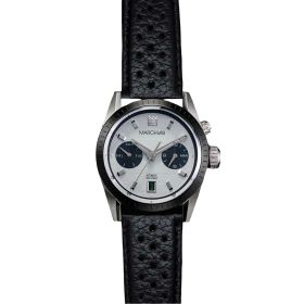 Montre March LA.B Agenda Automatique Cadran Double Buffle Perforé Noir
