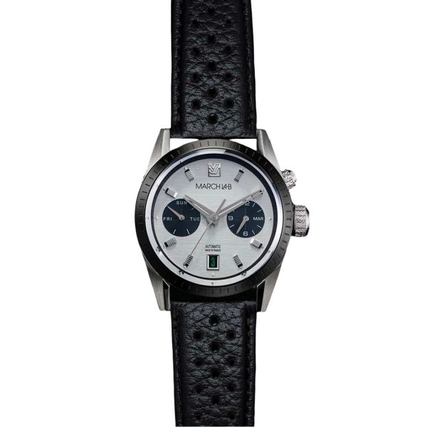 Montre March LA.B Agenda Automatique Cadran Double Buffle Perforé Noir