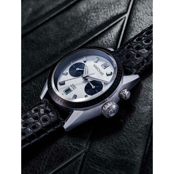 Montre March LA.B Agenda Automatique Cadran Double Buffle Perforé Noir