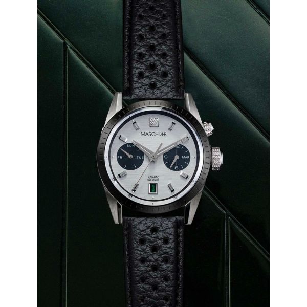 Montre March LA.B Agenda Automatique Cadran Double Buffle Perforé Noir
