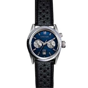 Montre March LA.B Agenda Supra Automatique Cadran Navy Buffle Perforé Noir