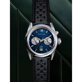 Montre March LA.B Agenda Supra Automatique Cadran Navy Buffle Perforé Noir