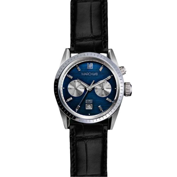 Montre March LA.B Agenda Supra Automatique Cadran Navy Alligator Noir