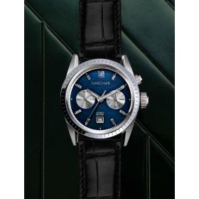 Montre March LA.B Agenda Supra Automatique Cadran Navy Alligator Noir
