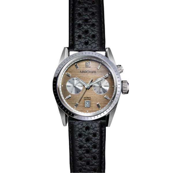 Montre March LA.B Agenda Supra Automatique Cadran Shelter Buffle Perforé Noir