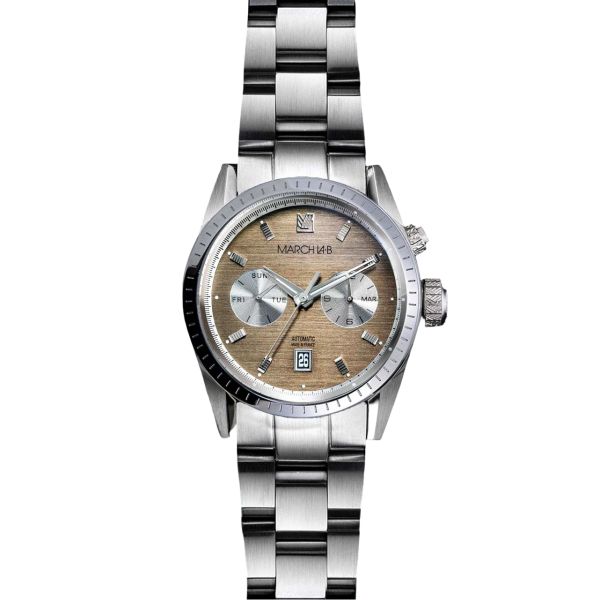 Montre March LA.B Agenda Supra Automatique Cadran Shelter Acier Brossé 3 Maillons