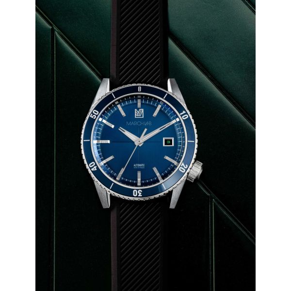 Montre March LA.B Bonzer Automatique Cadran Double Blue Silicone Noir