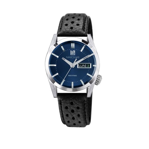 Montre March LA.B AM89 Electrique Navy Buffle Perforé Noir