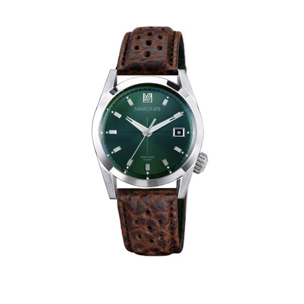 Montre March LA.B AM89 Automatique Cadran Grall Bison Sauvage Perforé Marron