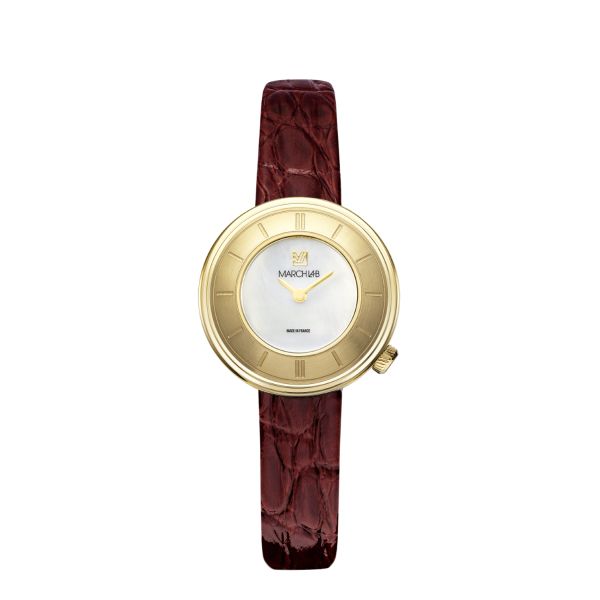 Montre March LA.B Lady Volante Electrique Nacre Alligator Marron