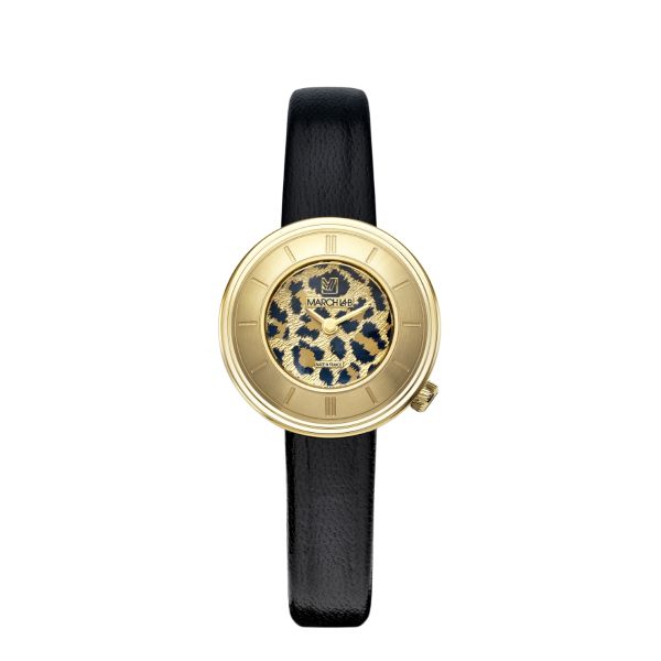 Montre March LA.B Lady Volante Electrique Cheetah Chevreau Noir