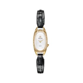 Montre March LA.B Oblongue Electrique Diamants Or 18k Alligator Noir