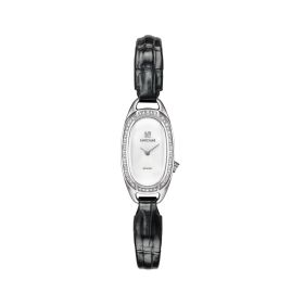 Montre March LA.B Oblongue Electrique Diamants Acier Alligator Noir
