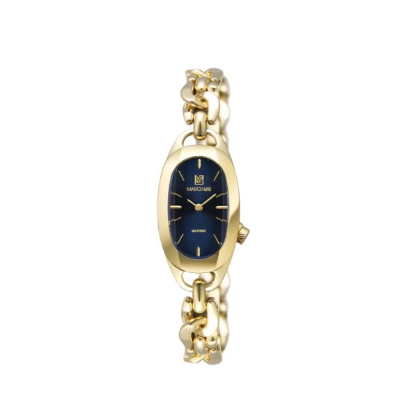 Montre March LA.B Oblongue Electrique Amiral Gourmette Doré