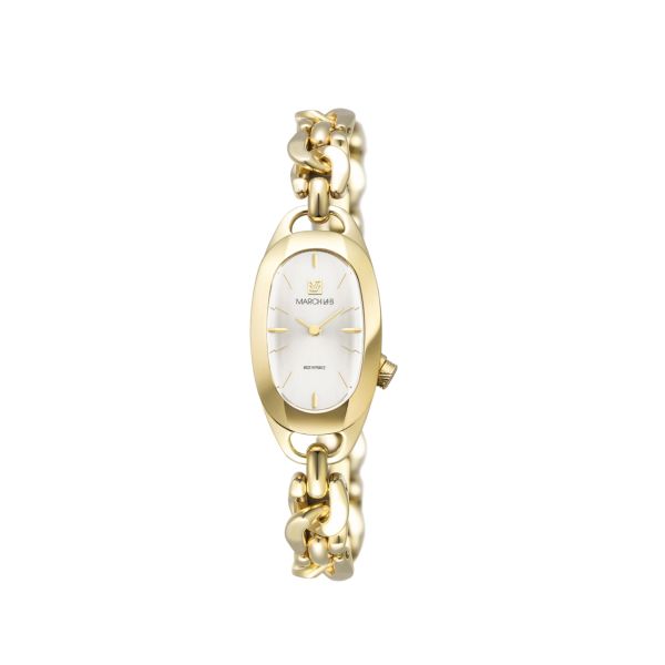 Montre March LA.B Oblongue Electrique Continental Gourmette Doré