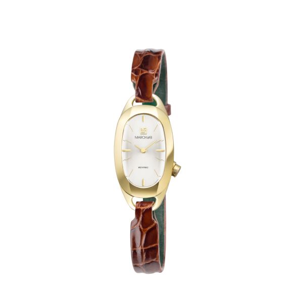 Montre March LA.B Oblongue Electrique Continental Alligator Marron