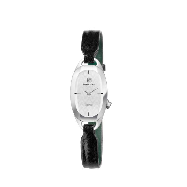 Montre March LA.B Oblongue Electrique White Chevreau Noir